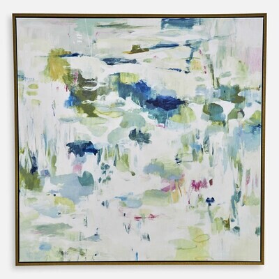 Abstract Shades of Green and Blue Canvas