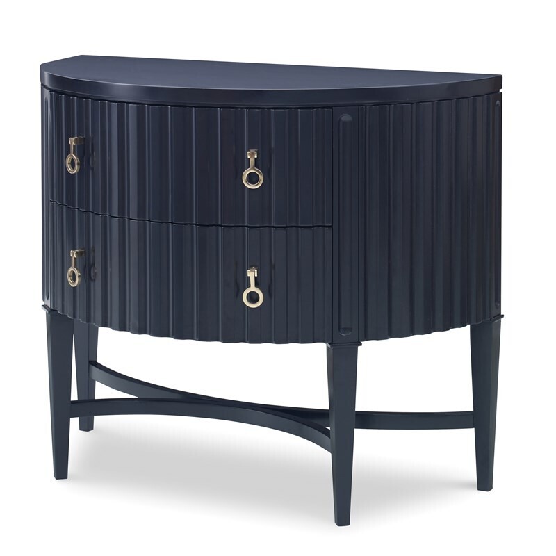 Demilune accent cabinet with drawers