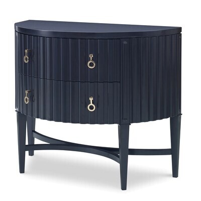 Demilune accent cabinet with drawers