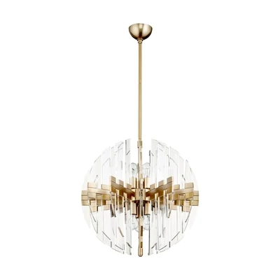 Modern 23" Sphere 6-Light Aged Brass Pendant