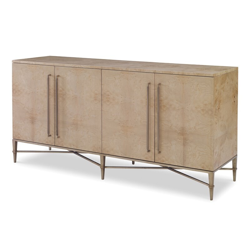 Modern Ash Burl Veneer Brass Entertainment
