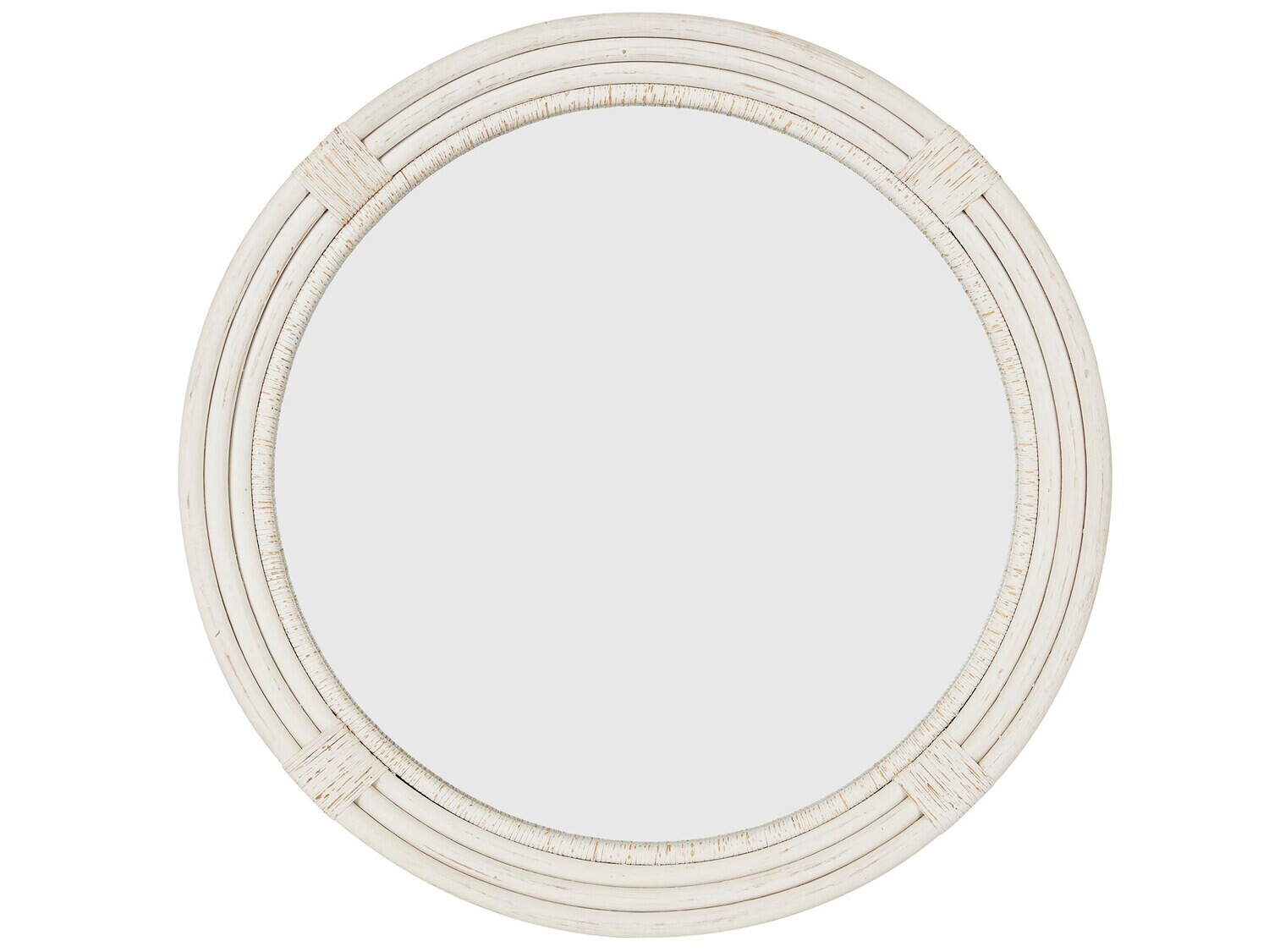 Painted Natural Rattan Round Mirror