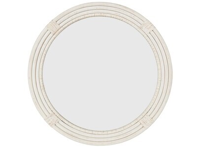 Painted Natural Rattan Round Mirror