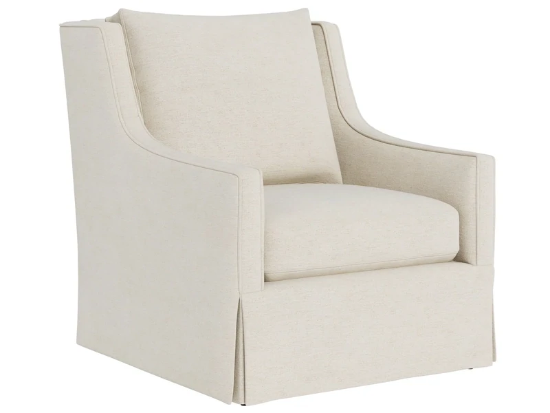 Upholstered Swivel Chair with Skirted Base