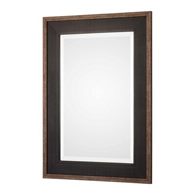 Rustic Black Bronze Solid Pine Wood Wall Mirror