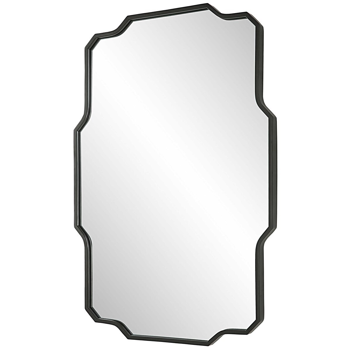 Contemporary Matte Black Irregular Iron Wall Mirror