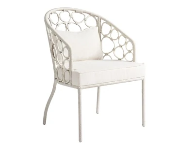 White Painted Rattan Upholstered Dining Chair