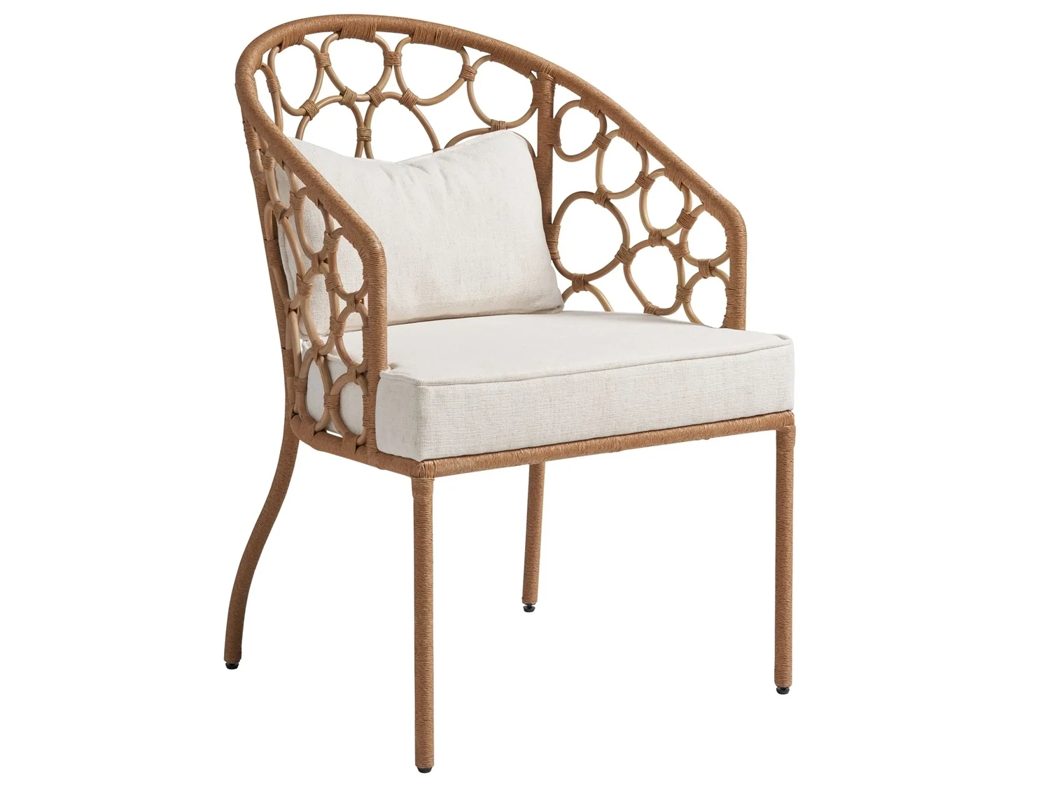 Natural Brown Rattan Upholstered Dining Chair
