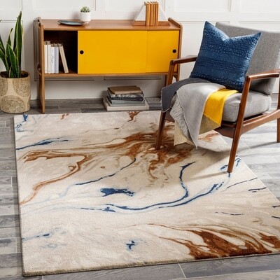 Abstract 8' x 10' Hand-Tufted Viscose & Wool Area Rug