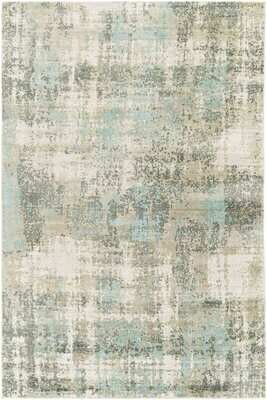 Hand-Knotted Gray Aqua Watercolor Area Rug (8' x 10')