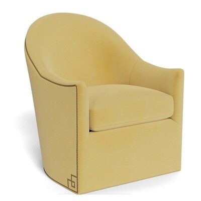 Marquis Gold Performance Velvet Swivel Barrel Chair