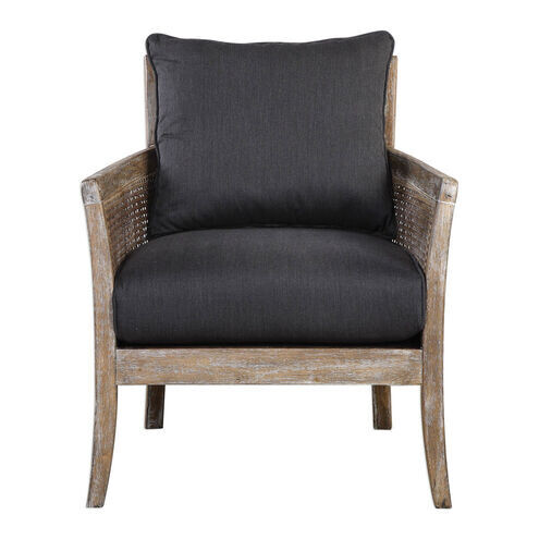 Wood Curved Cane Armchair in Gray