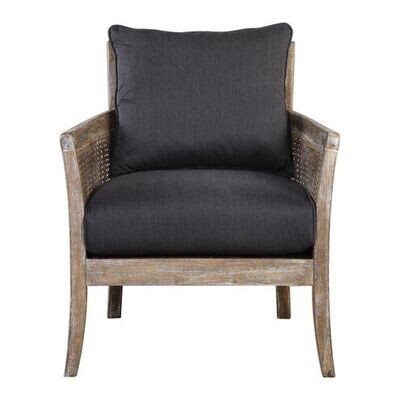 Wood Curved Cane Armchair in Gray