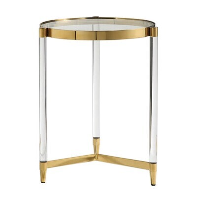 Modern Round Gold Accent End Table with Acrylic Legs