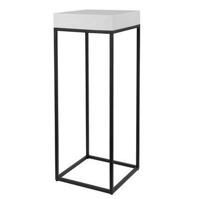 Modern White Marble Plant Stand in Aged Black