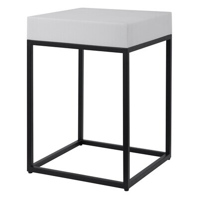 Modern White Marble Accent Table in Aged Black