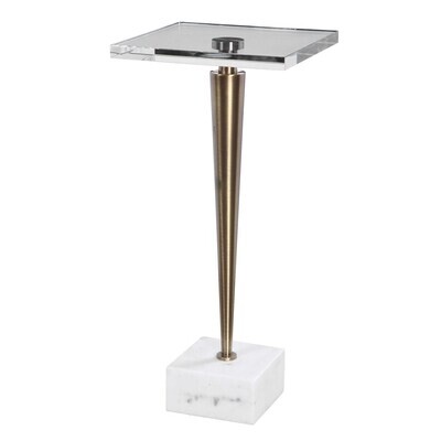 Square Crystal Top Drink Table in Gold