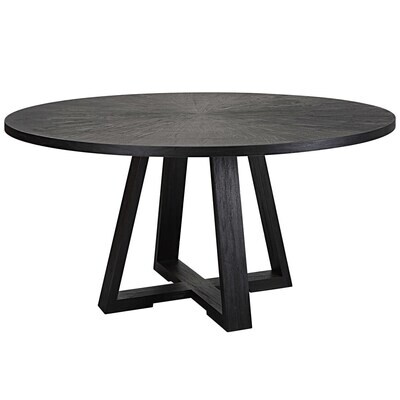 Characoal Black Round Dining Table with Trestle Base