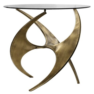 Round Sculpted Gold Accent Table