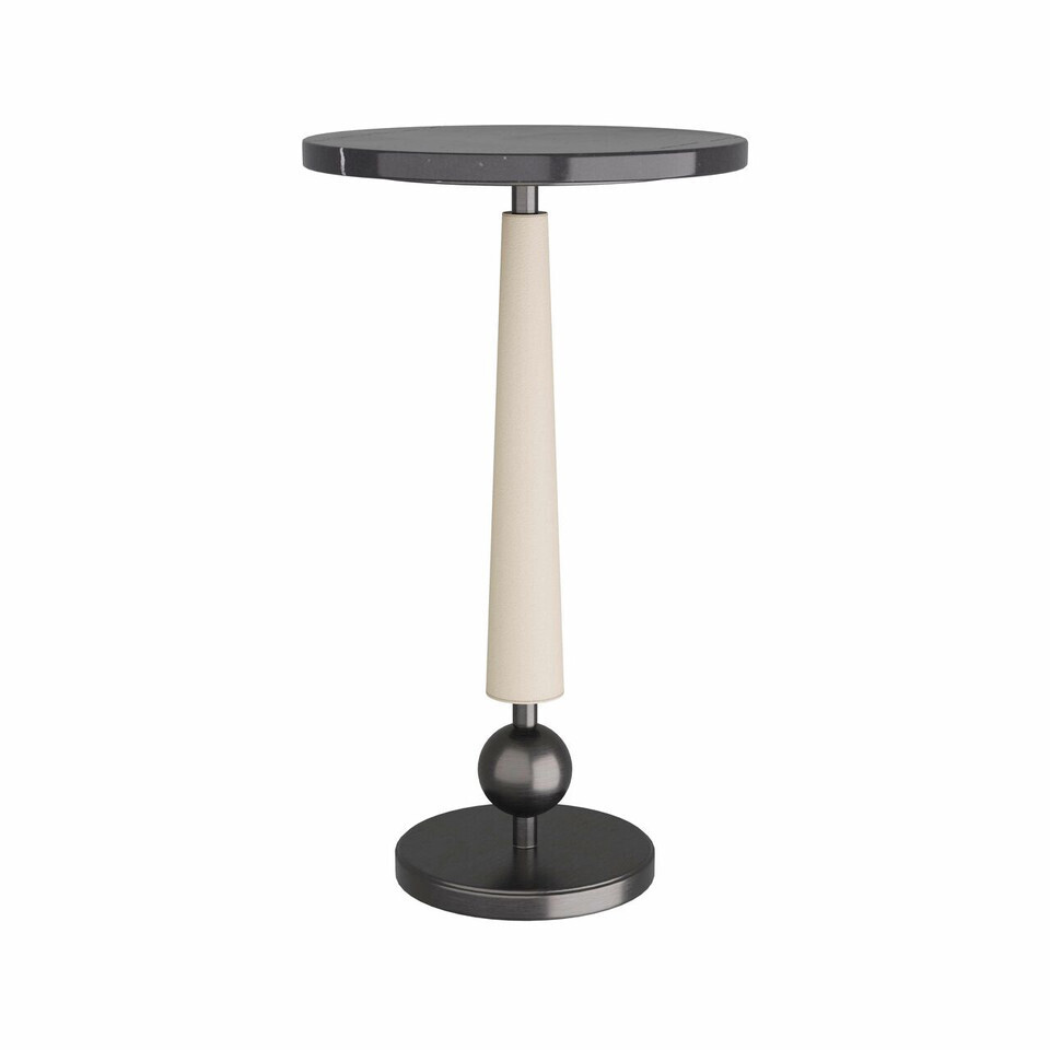 Valari Black Marble Top Drink Table with Bronze Base