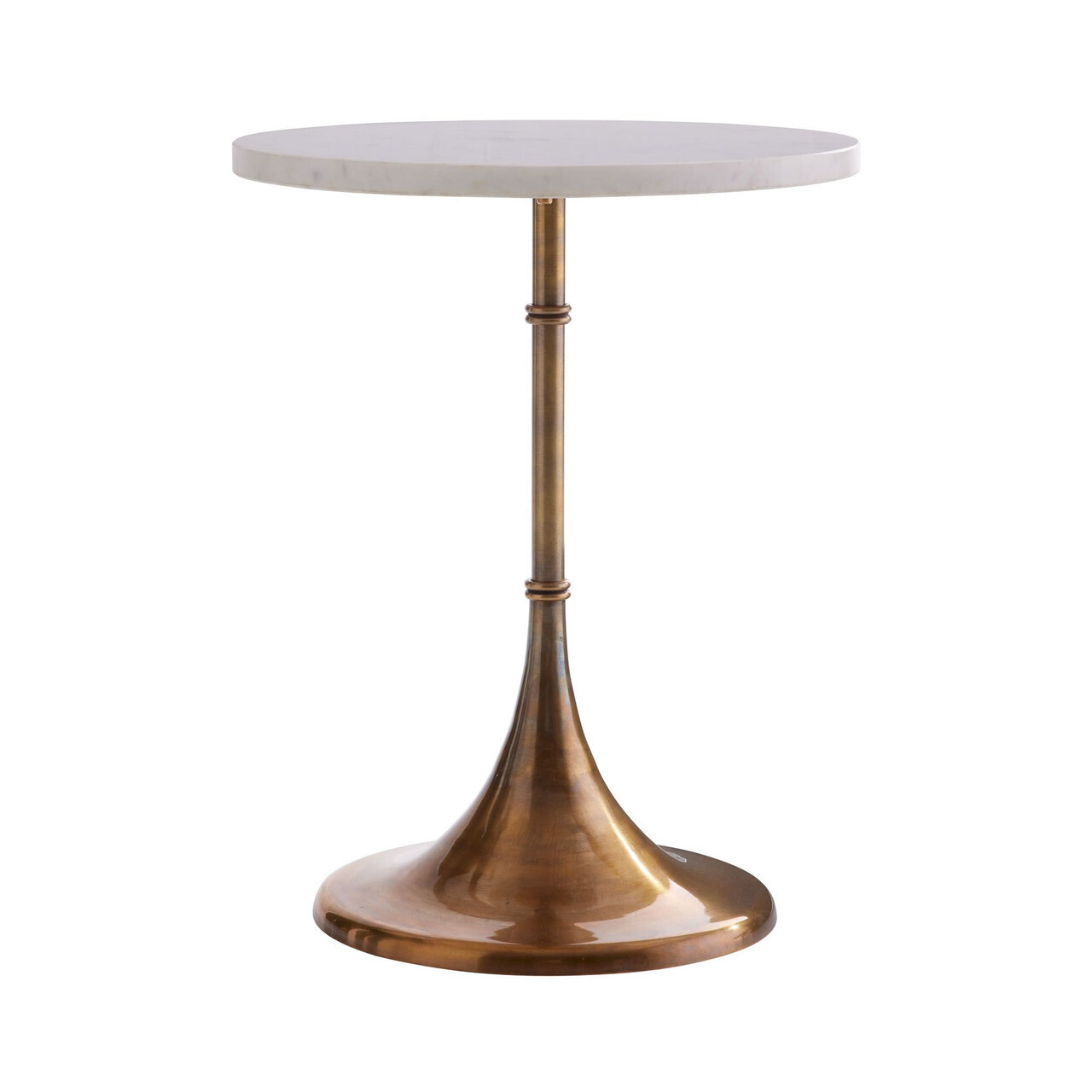 Irving White Marble and Vintage Brass Accent Table