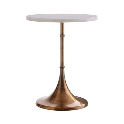 Irving White Marble and Vintage Brass Accent Table