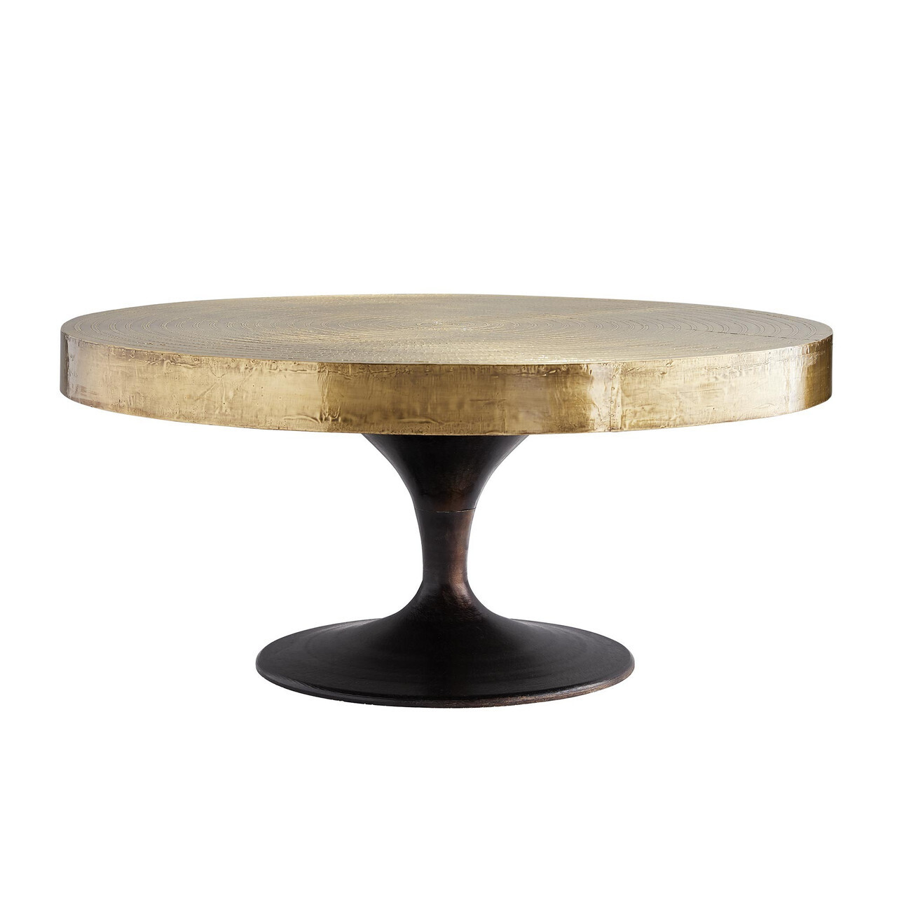 Daryl Brass Clad Round Coffee Table with Black Base