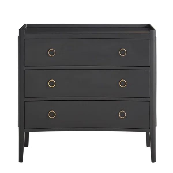 Modern 3-Drawer Hallway Chest in Black Wood