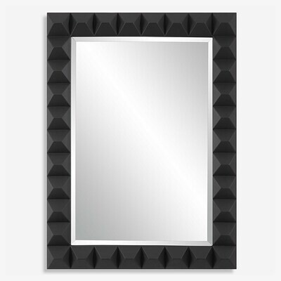 Matte Black Rectangular Studded Wall Mirror