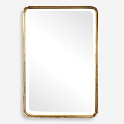 Deep Metal Band Wall Mirror in Antique Gold