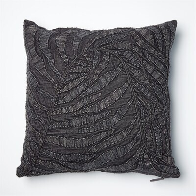 20" x 20" Beaded Palm Leaf Square Pillow in Blue