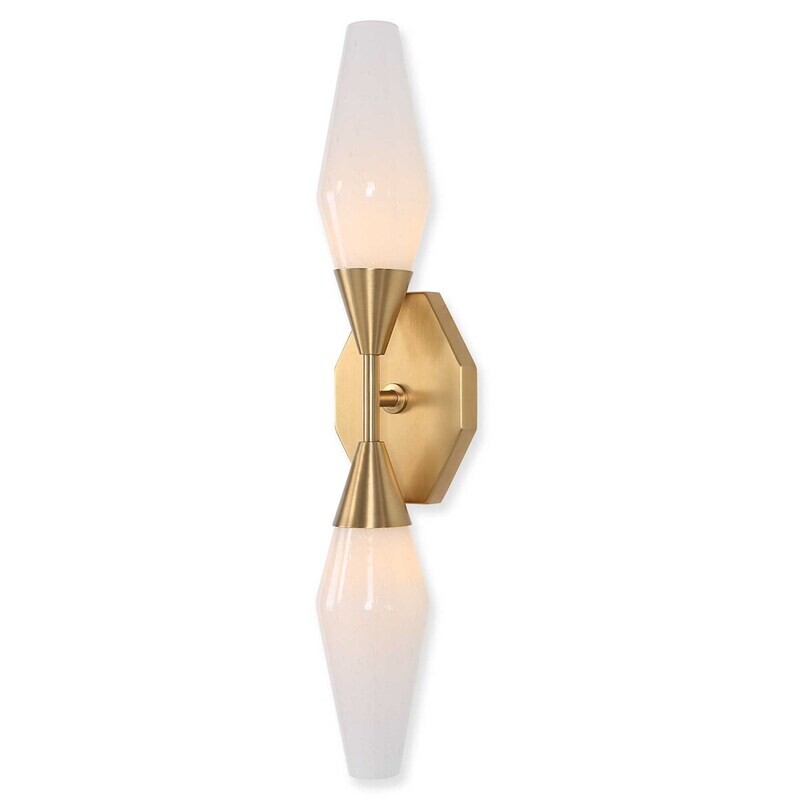 Modern 2-Light Brass Gold Linear Wall Sconce