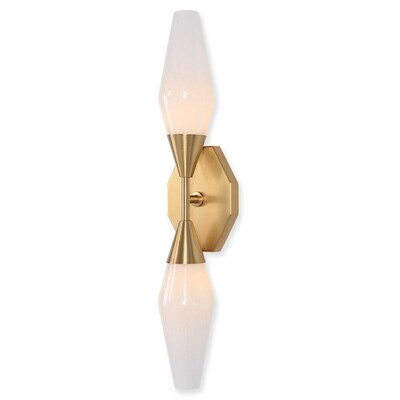 Modern 2-Light Brass Gold Linear Wall Sconce