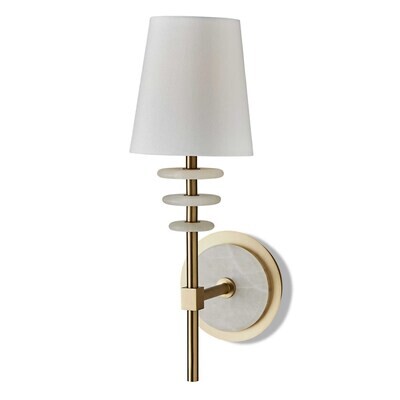 Modern Brass Alabaster Torch Wall Sconce
