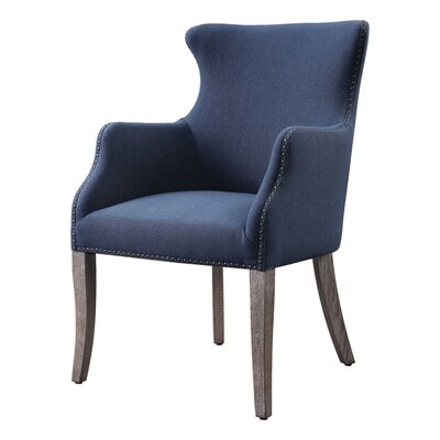 Contemporary Blue Wing Dining Host Chair