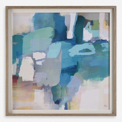 Abstract Azure Blue Framed Print Wall Art