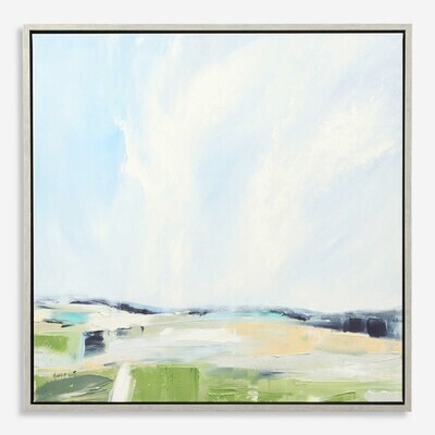 Contemporary Abstract Landscape Canvas Wall Art with Silver Frame