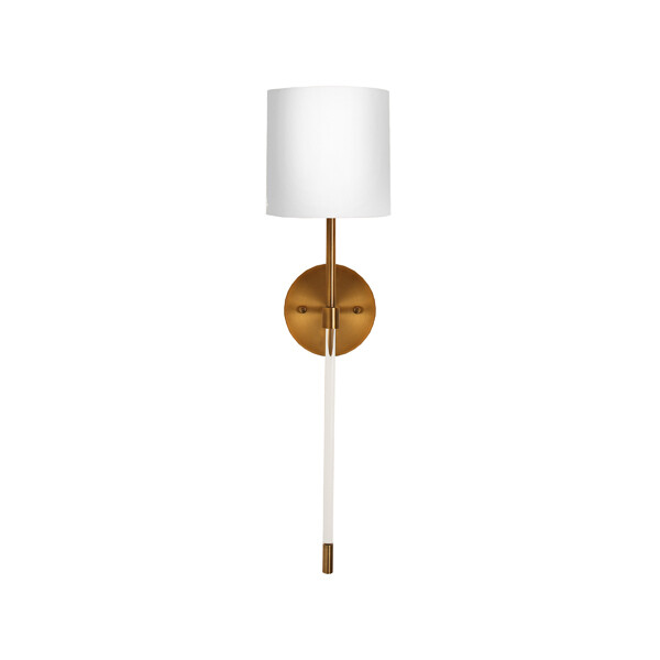 Antique Brass and Clear Acrylic Rod 1-Light Wall Sconce