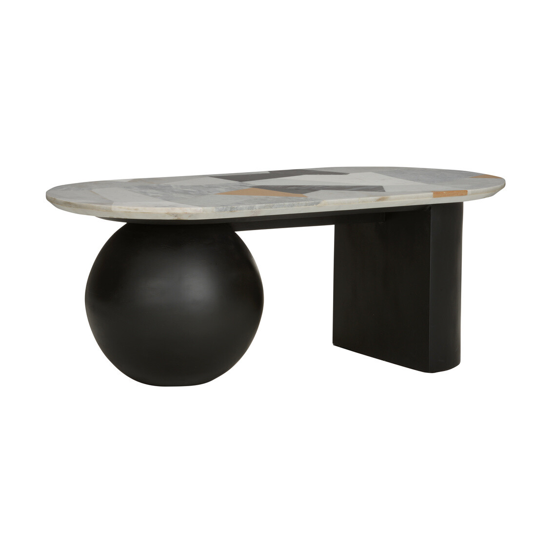 Modern Art Marble Oval Cocktail Table with Ball Leg