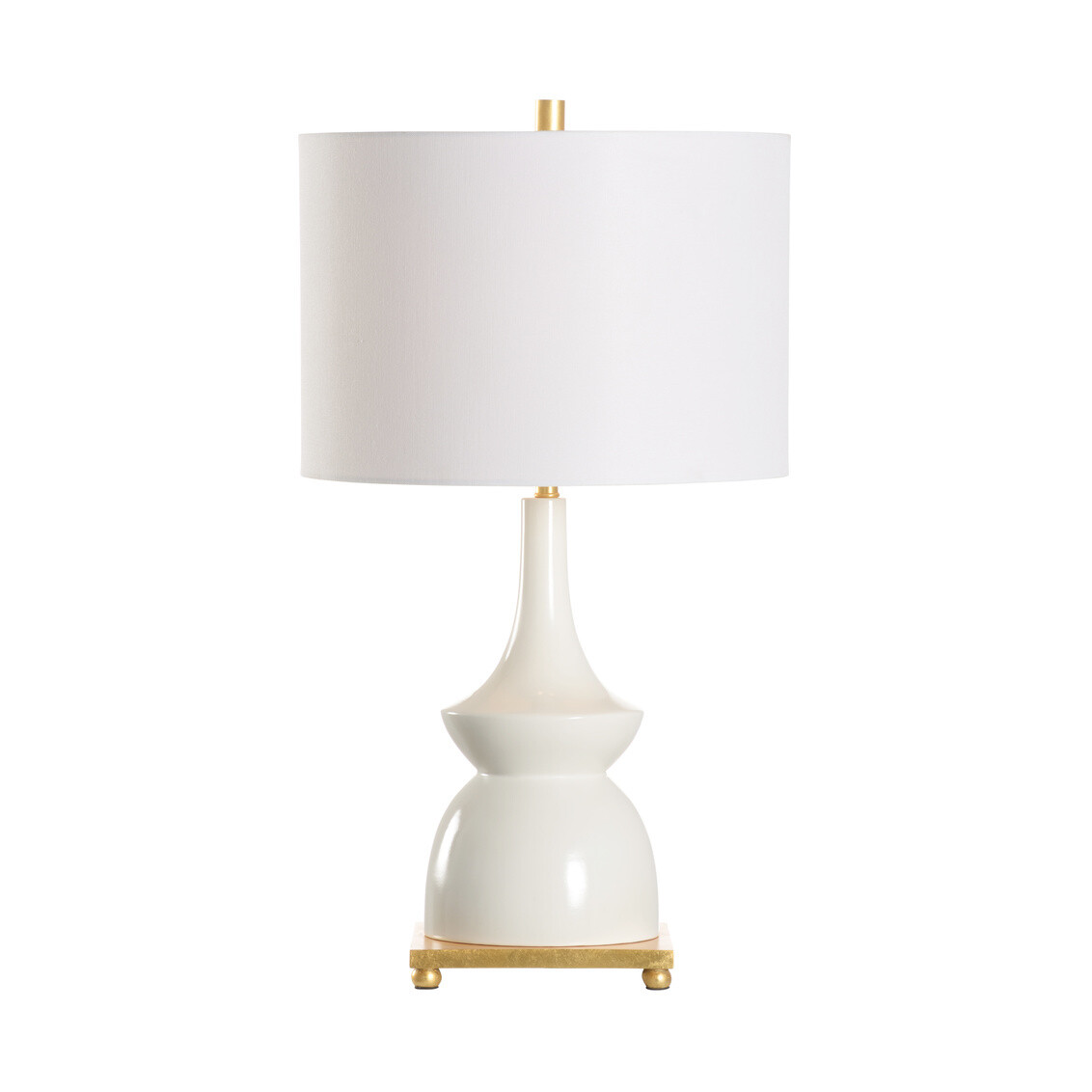 White Glaze Transitional Ceramic Table Lamp with Gold Accents