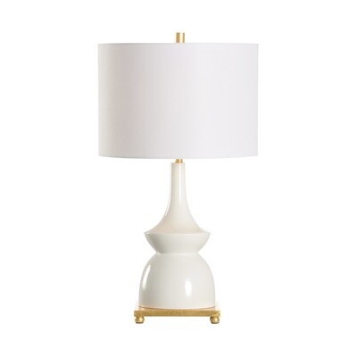 White Glaze Transitional Ceramic Table Lamp with Gold Accents