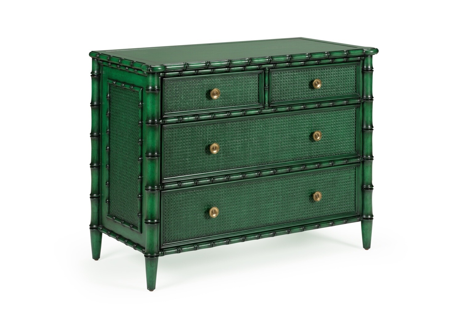 Borneo Emerald Green 4-Drawer Woven Cane Chest