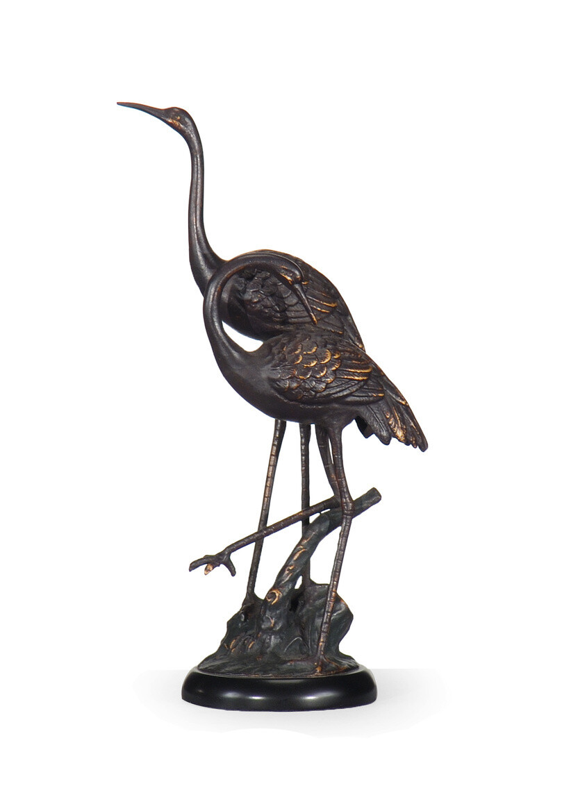 Hand-Finished Bronze Cranes Sculpture