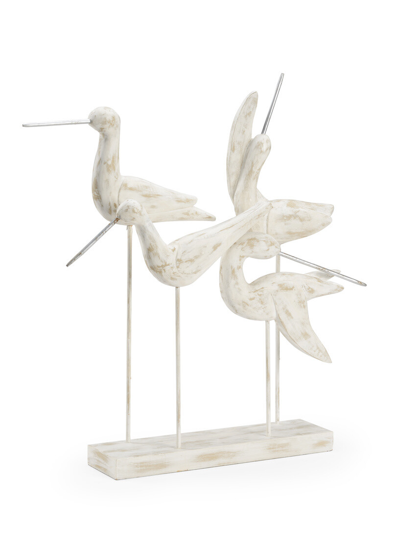 Mango Wood 5 Bird Sculpture on Stand