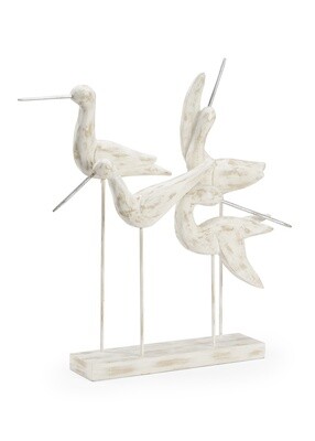 Mango Wood 5 Bird Sculpture on Stand