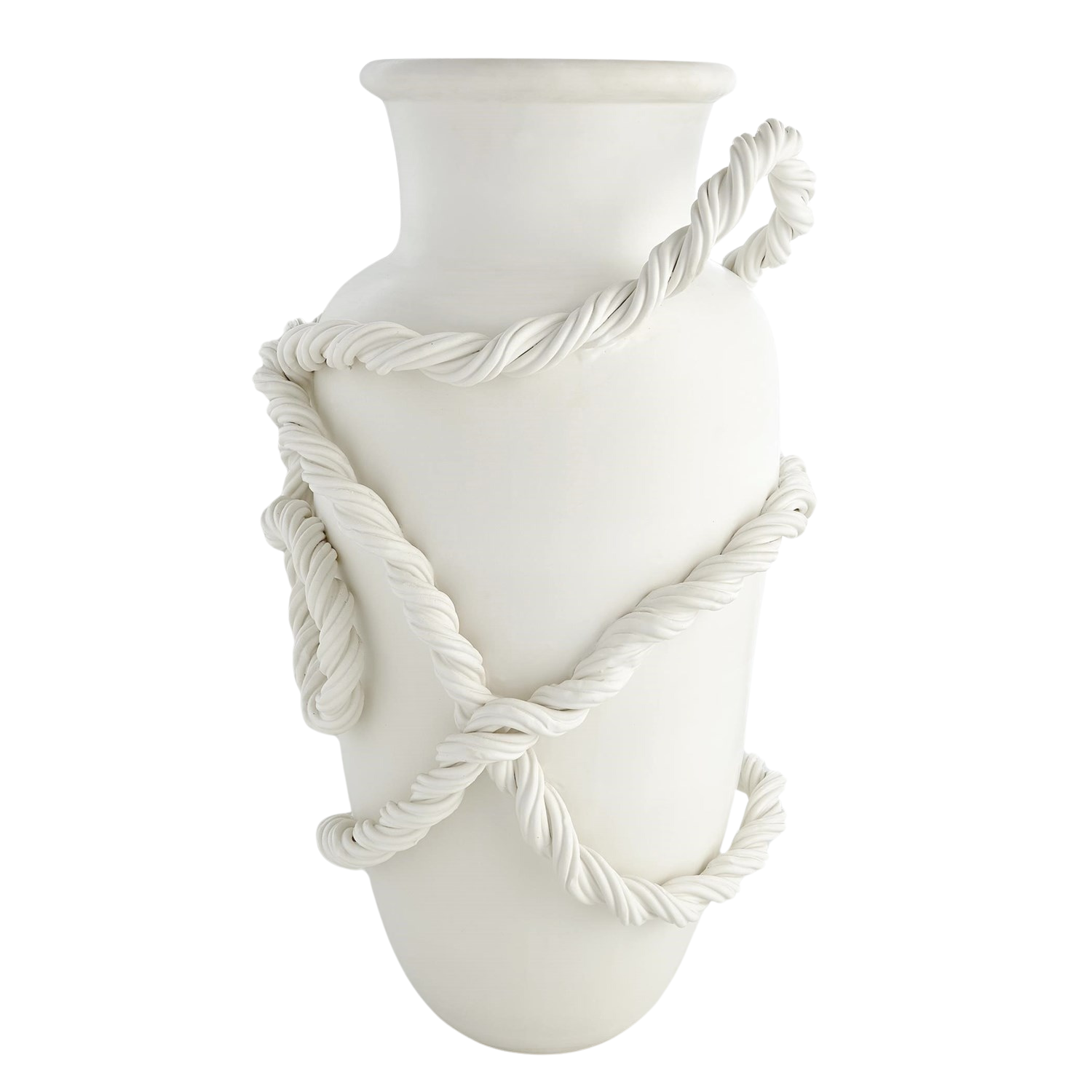 Matte White Twisted Amphora Vase