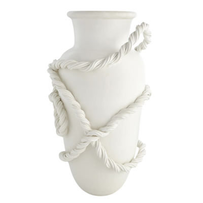 Matte White Twisted Amphora Vase