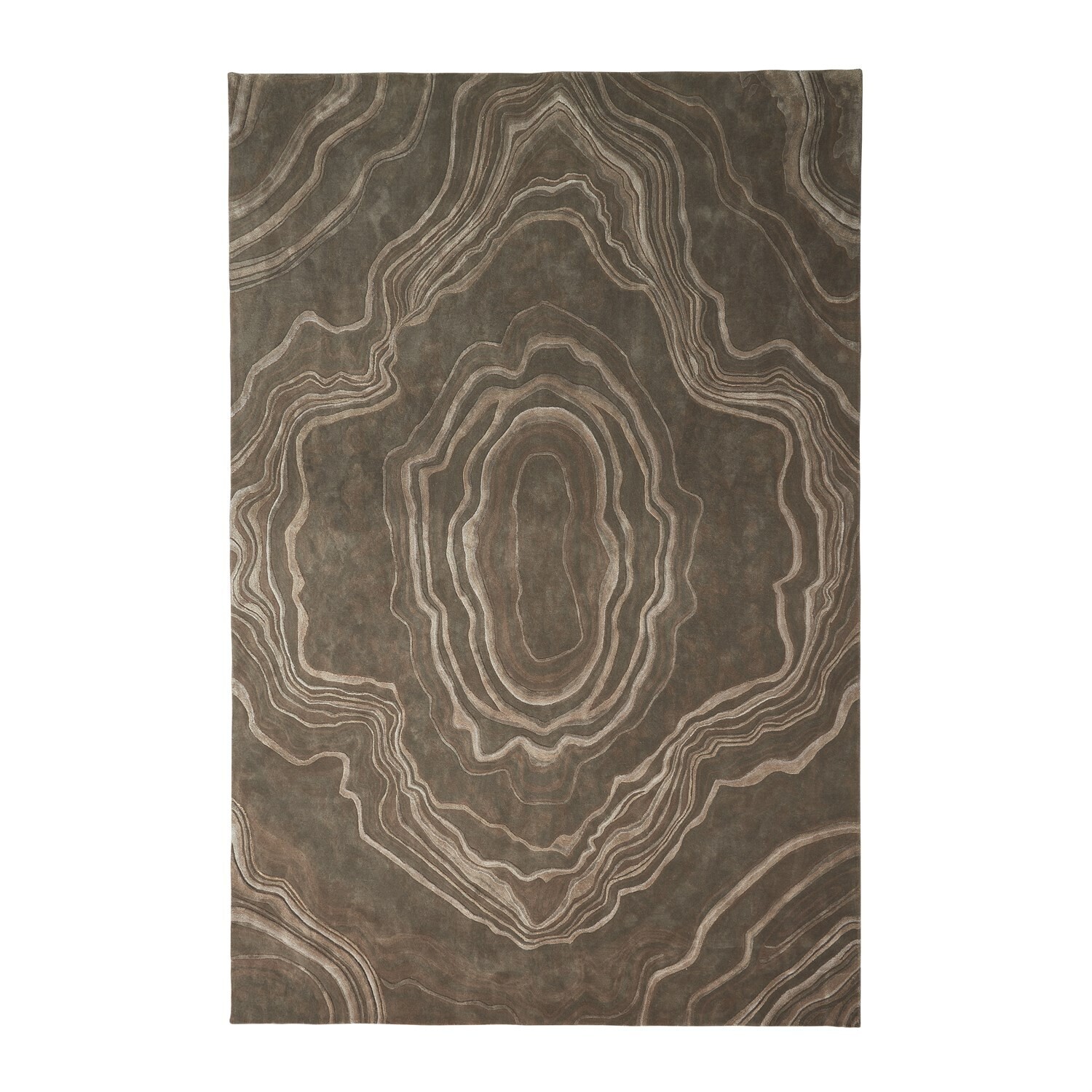 Hand-Tufted Abstract Brown Agate Area Rug - 6' x 9'