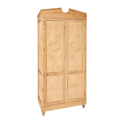 Tall Oak Wood Bar Cabinet
