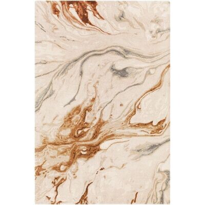 Kavita Handmade 6 x 9 Rectangle Wool Area Rug in Light Beige, Brown, and Gray
